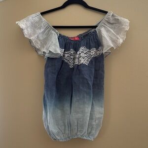 Vanita Rosa linen on or off shoulder top